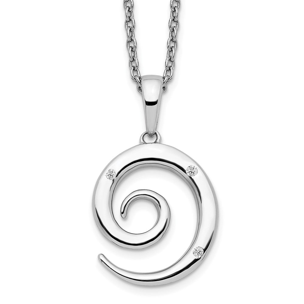 White Ice Sterling Silver Rhodium-plated 18 Inch Diamond Swirl Necklace with 2 Inch Extender