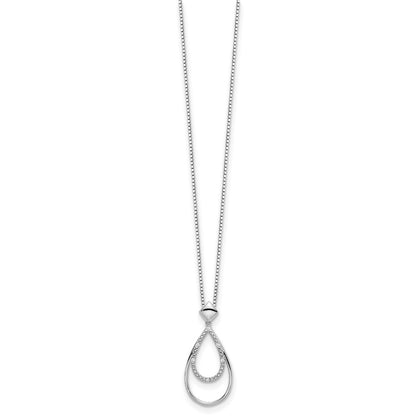 White Ice Sterling Silver Rhodium-plated 18 Inch Diamond Fancy Teardrop Necklace with 2 Inch Extender