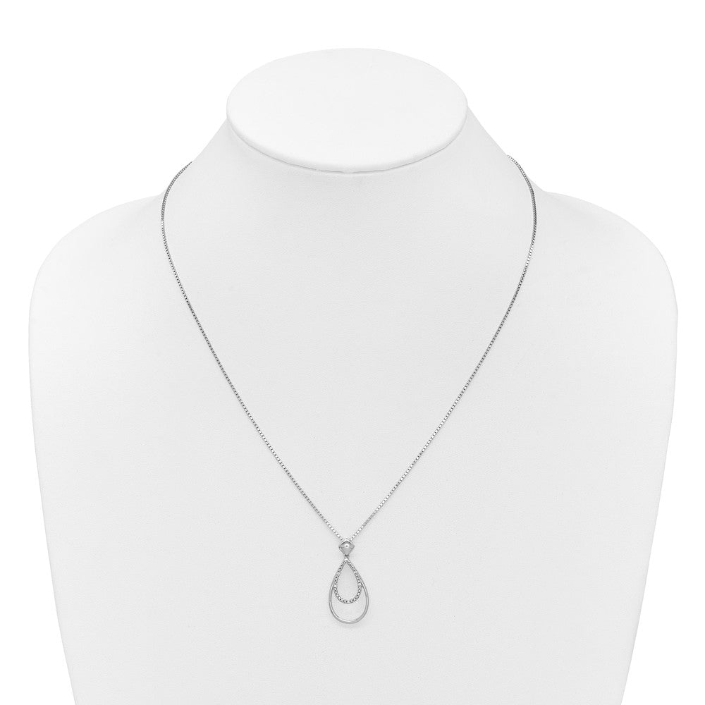 White Ice Sterling Silver Rhodium-plated 18 Inch Diamond Fancy Teardrop Necklace with 2 Inch Extender