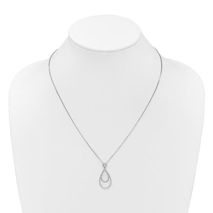 White Ice Sterling Silver Rhodium-plated 18 Inch Diamond Fancy Teardrop Necklace with 2 Inch Extender