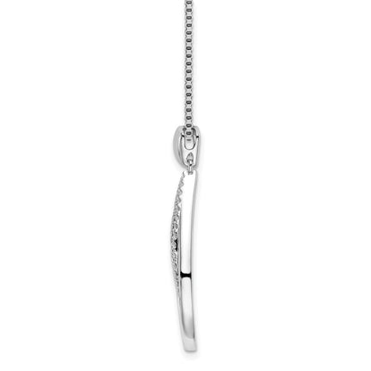 White Ice Sterling Silver Rhodium-plated 18 Inch Diamond Fancy Teardrop Necklace with 2 Inch Extender