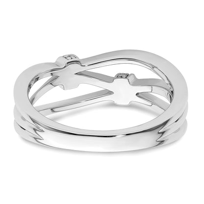 White Ice Sterling Silver Rhodium-plated Diamond Criss Cross Ring