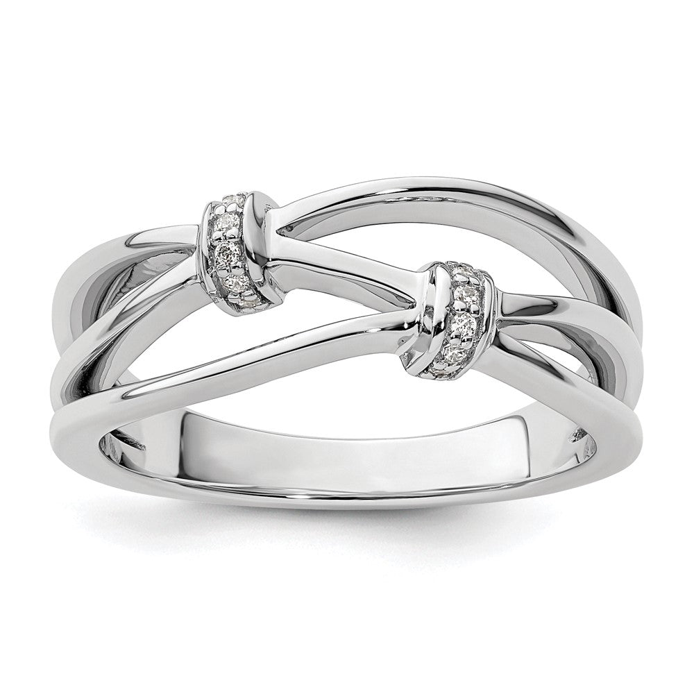 White Ice Sterling Silver Rhodium-plated Diamond Criss Cross Ring