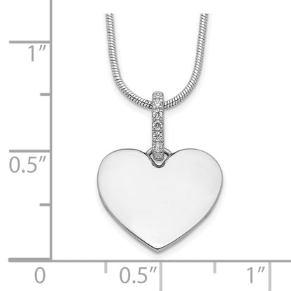 White Ice Sterling Silver Rhodium-plated 18 Inch Diamond Heart Necklace with 2 Inch Extender