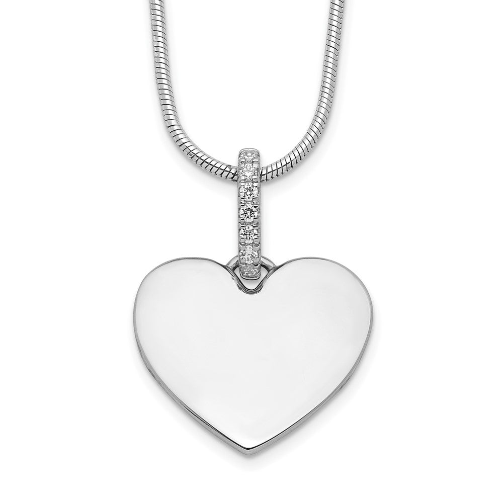 White Ice Sterling Silver Rhodium-plated 18 Inch Diamond Heart Necklace with 2 Inch Extender