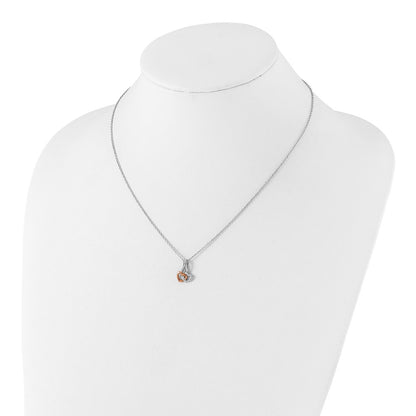 White Ice Sterling Silver Rhodium-plated Rose-tone 18 Inch Diamond Hearts Necklace with 2 Inch Extender