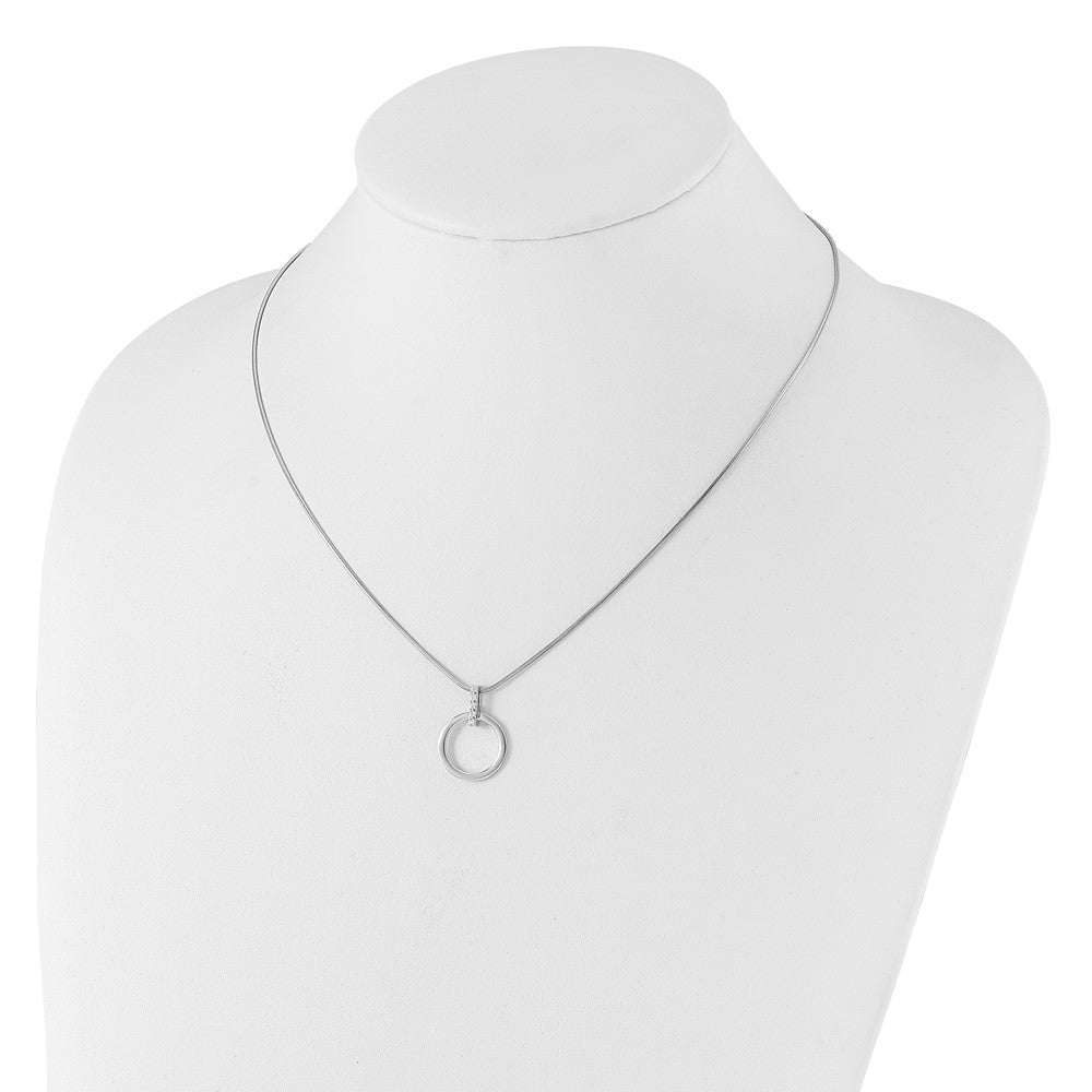 White Ice Sterling Silver Rhodium-plated Diamond Open Circle 18inch Necklace plus 2 inch Extender