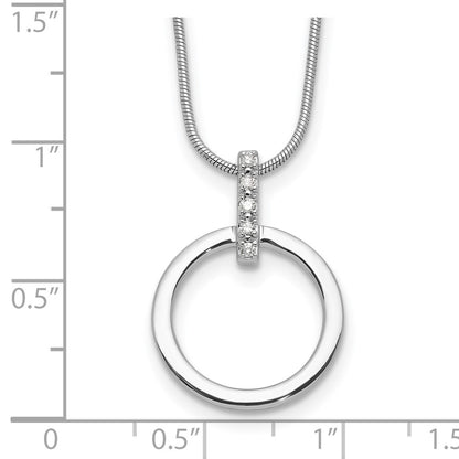 White Ice Sterling Silver Rhodium-plated Diamond Open Circle 18inch Necklace plus 2 inch Extender