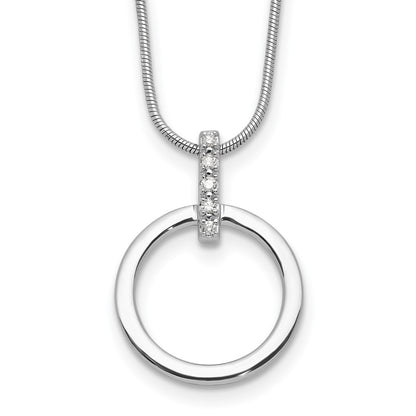 White Ice Sterling Silver Rhodium-plated Diamond Open Circle 18inch Necklace plus 2 inch Extender