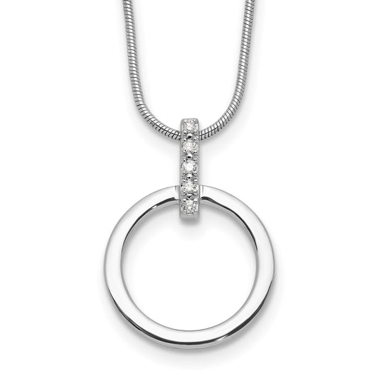 White Ice Sterling Silver Rhodium-plated Diamond Open Circle 18inch Necklace plus 2 inch Extender