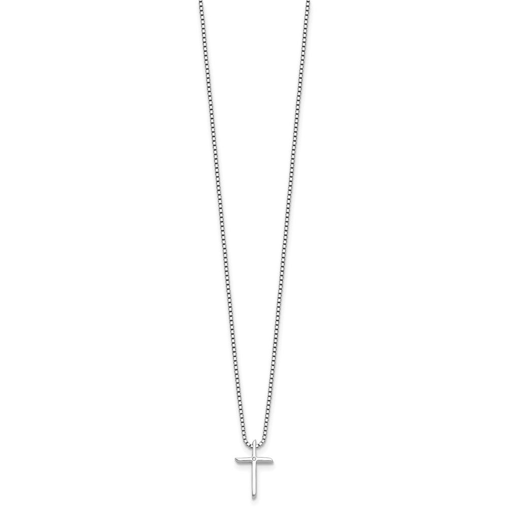 White Ice Sterling Silver Rhodium-plated 18 inch Diamond Cross Necklace plus 2 inch Extender