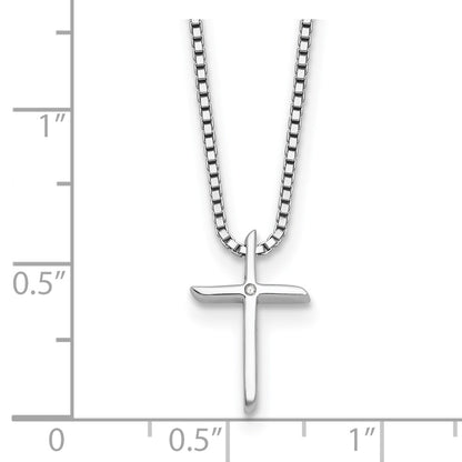 White Ice Sterling Silver Rhodium-plated 18 inch Diamond Cross Necklace plus 2 inch Extender