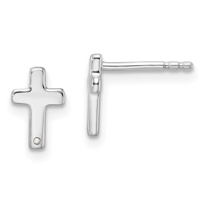 White Ice Sterling Silver Rhodium-plated Diamond Cross Post Earrings