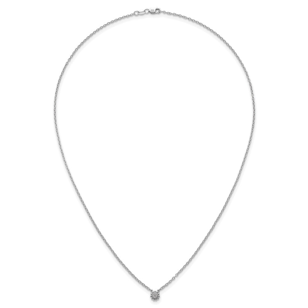 White Ice Sterling Silver Rhodium-plated 18 inch Beaded Circle with Diamond Necklace plus 2 inch Extender