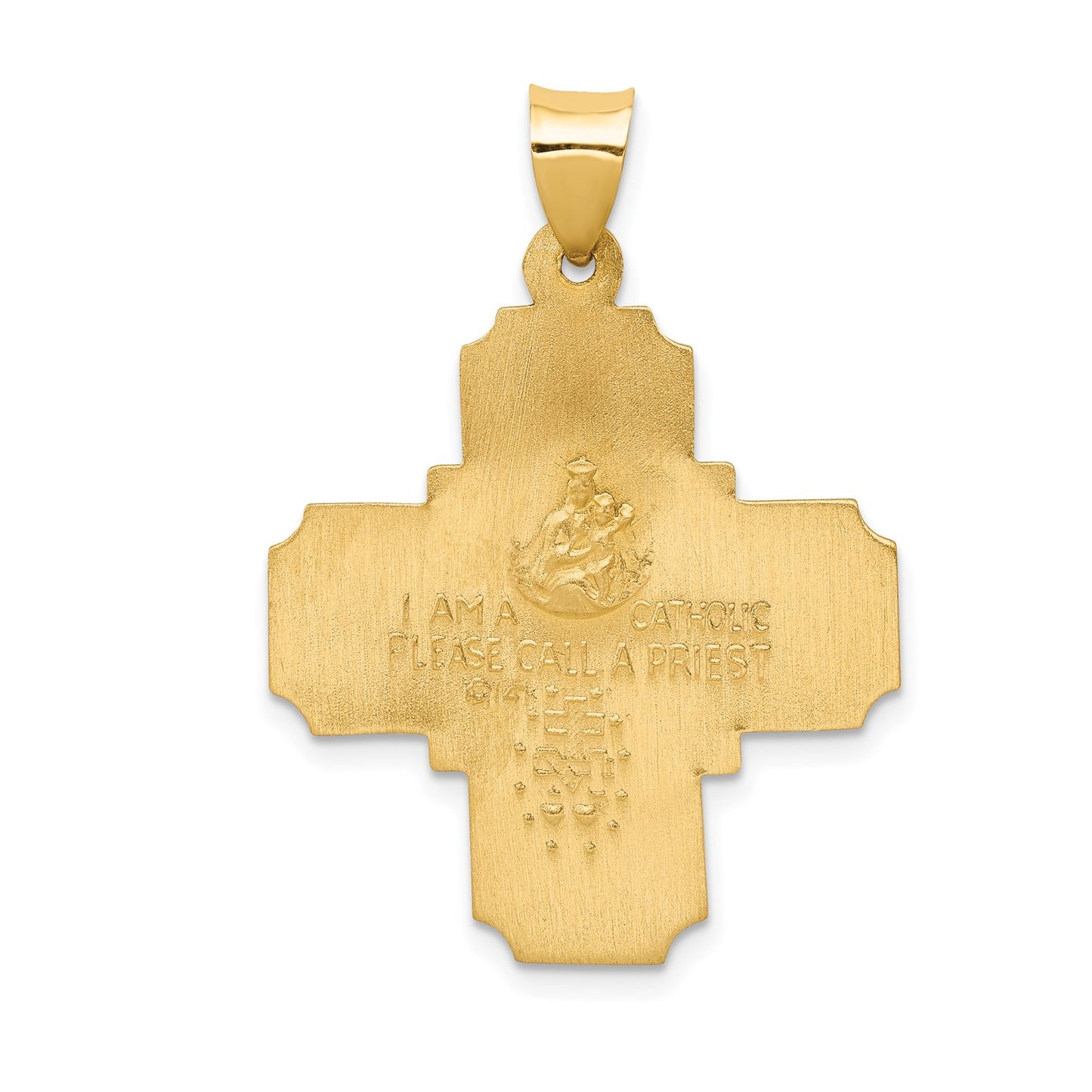 14k Four-Way Religious Medal Hollow Pendant