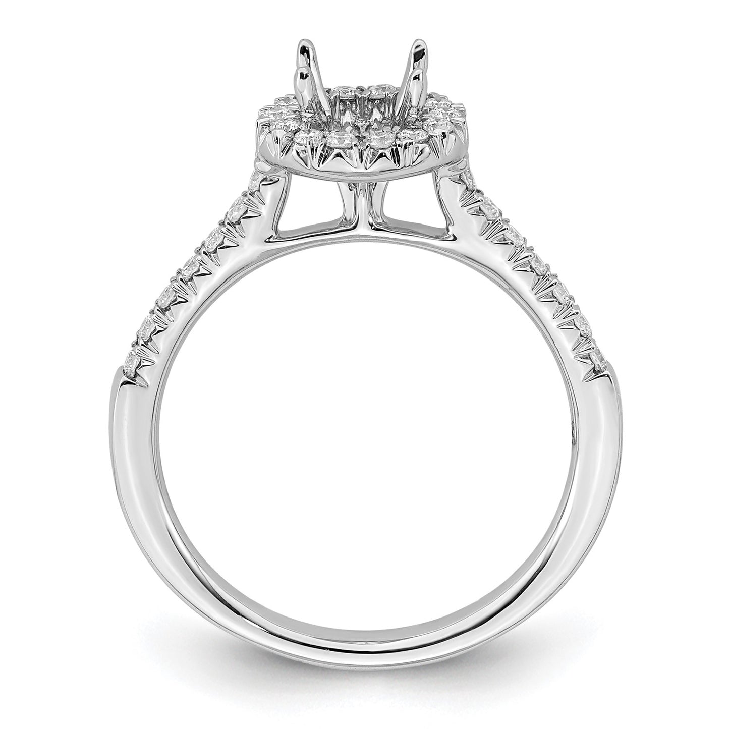 True Origin 14K White Gold 1/4 carat Lab Grown Diamond VS  D E F  Semi Mount Round Halo Engagement Ring