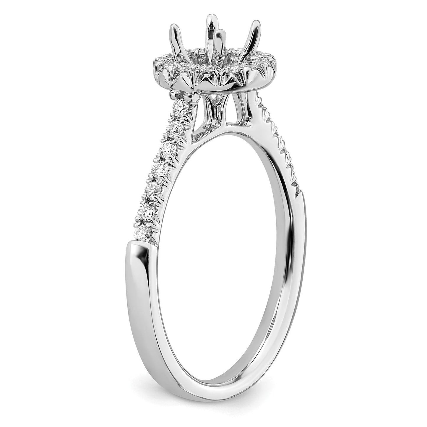 True Origin 14K White Gold 1/4 carat Lab Grown Diamond VS  D E F  Semi Mount Round Halo Engagement Ring