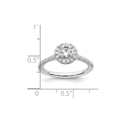 True Origin 14K White Gold 1/4 carat Lab Grown Diamond VS  D E F  Semi Mount Round Halo Engagement Ring