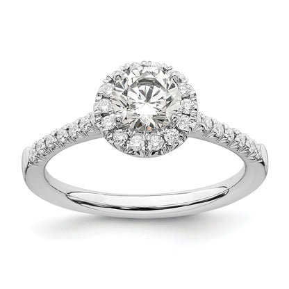 True Origin 14K White Gold 1/4 carat Lab Grown Diamond VS  D E F  Semi Mount Round Halo Engagement Ring