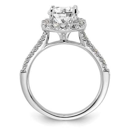 True Origin 14K White Gold 1/2 carat Lab Grown Diamond VS  D E F  Semi Mount Round Halo Engagement Ring