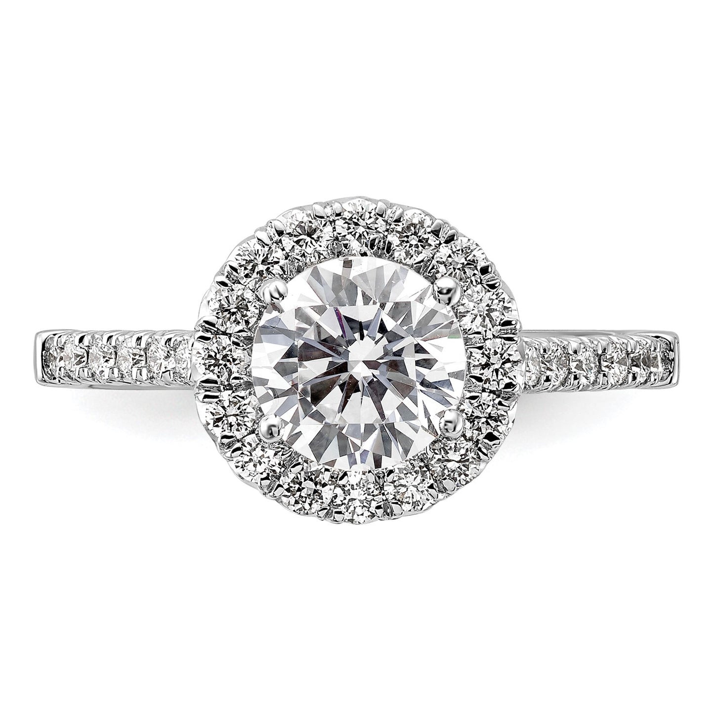 True Origin 14K White Gold 1/2 carat Lab Grown Diamond VS  D E F  Semi Mount Round Halo Engagement Ring