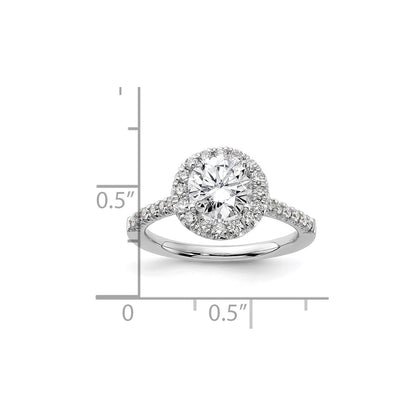 True Origin 14K White Gold 1/2 carat Lab Grown Diamond VS  D E F  Semi Mount Round Halo Engagement Ring