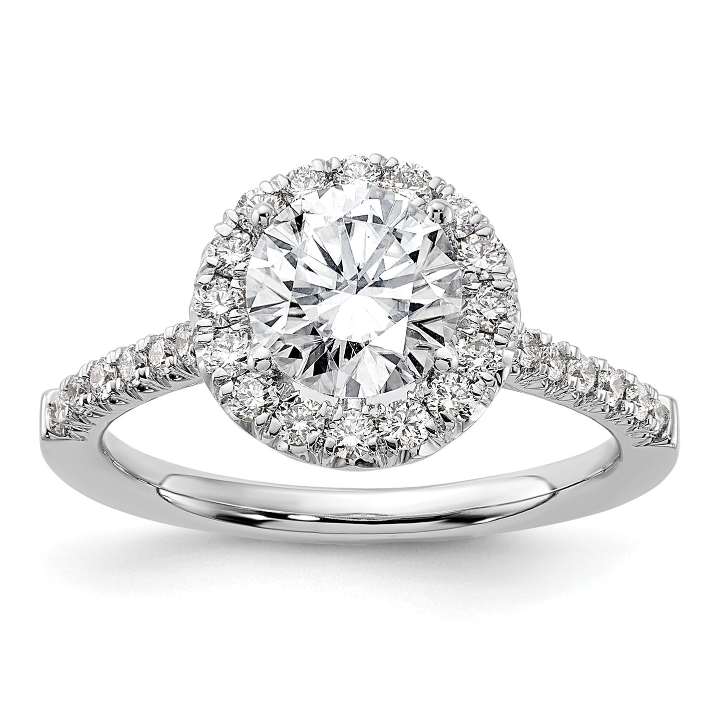 True Origin 14K White Gold 1/2 carat Lab Grown Diamond VS  D E F  Semi Mount Round Halo Engagement Ring