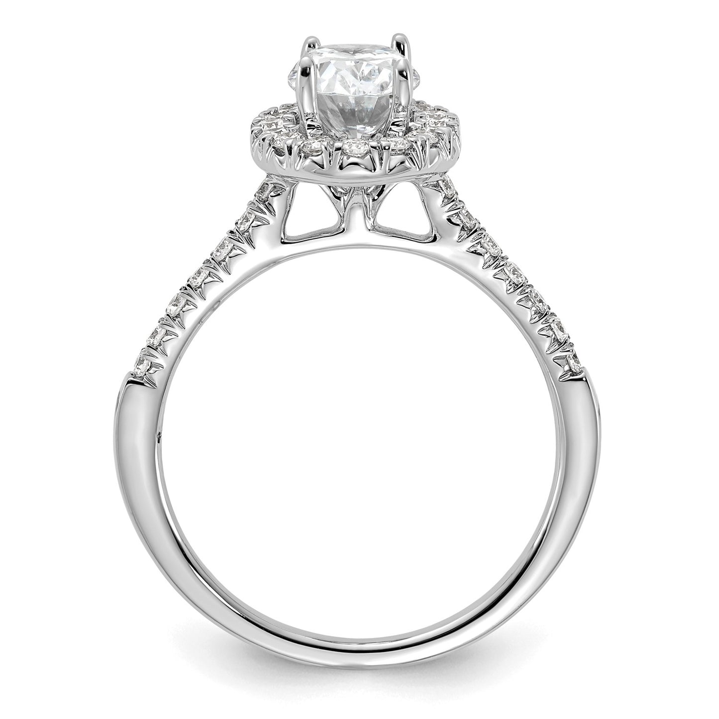 True Origin 14K White Gold 3/8 carat Lab Grown Diamond VS  D E F  Semi Mount Oval Halo Engagement Ring