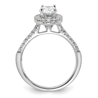 True Origin 14K White Gold 3/8 carat Lab Grown Diamond VS  D E F  Semi Mount Oval Halo Engagement Ring