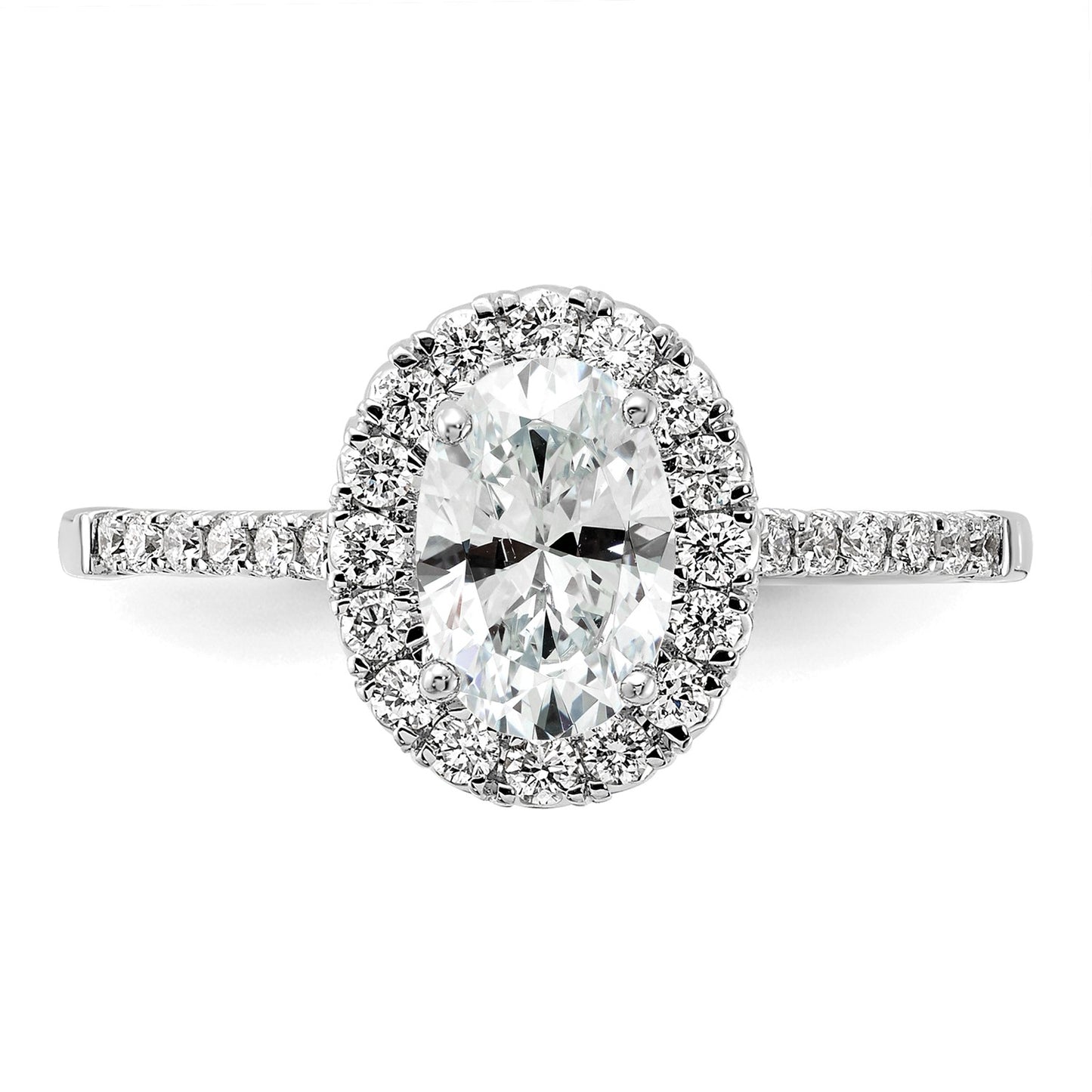 True Origin 14K White Gold 3/8 carat Lab Grown Diamond VS  D E F  Semi Mount Oval Halo Engagement Ring