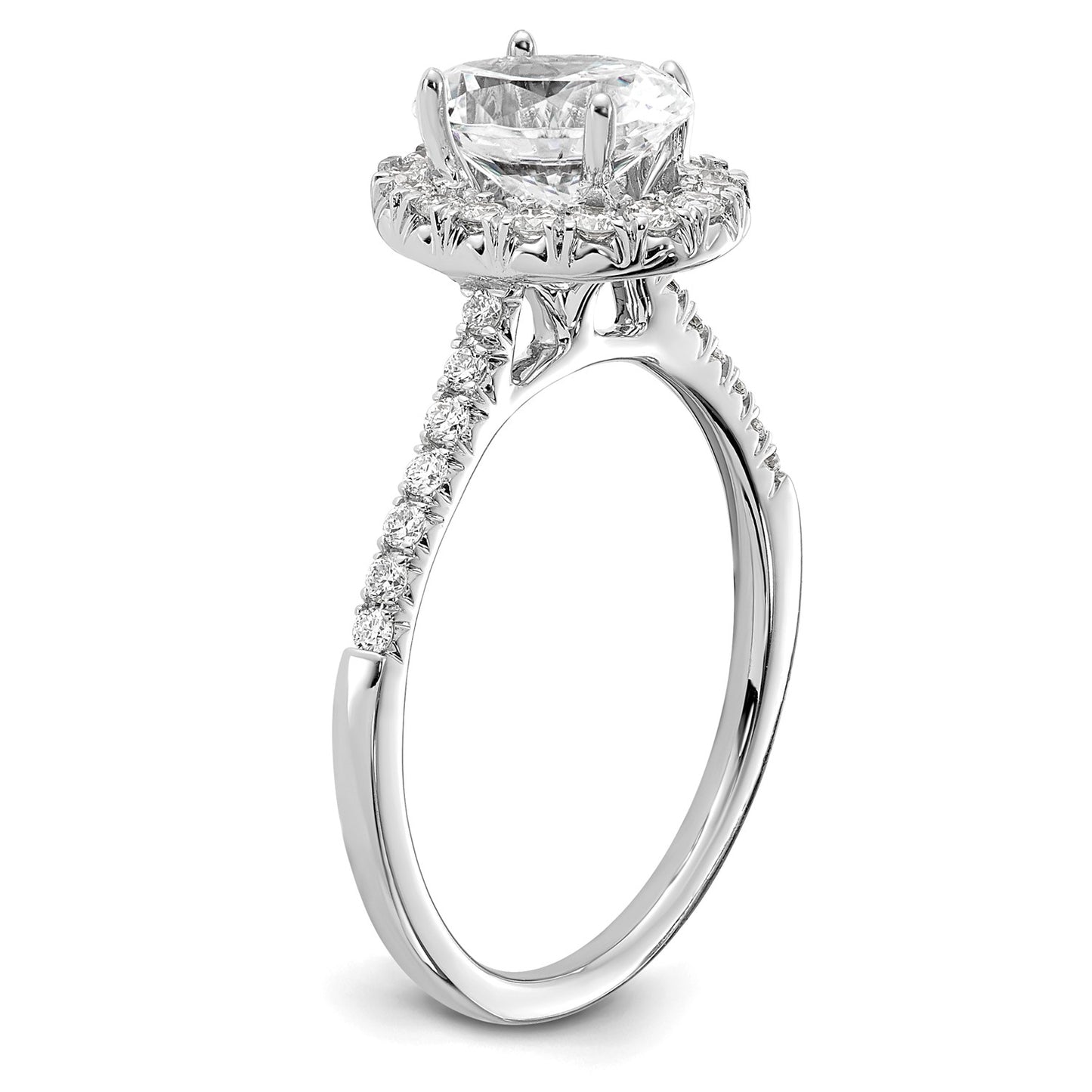 True Origin 14K White Gold 3/8 carat Lab Grown Diamond VS  D E F  Semi Mount Oval Halo Engagement Ring