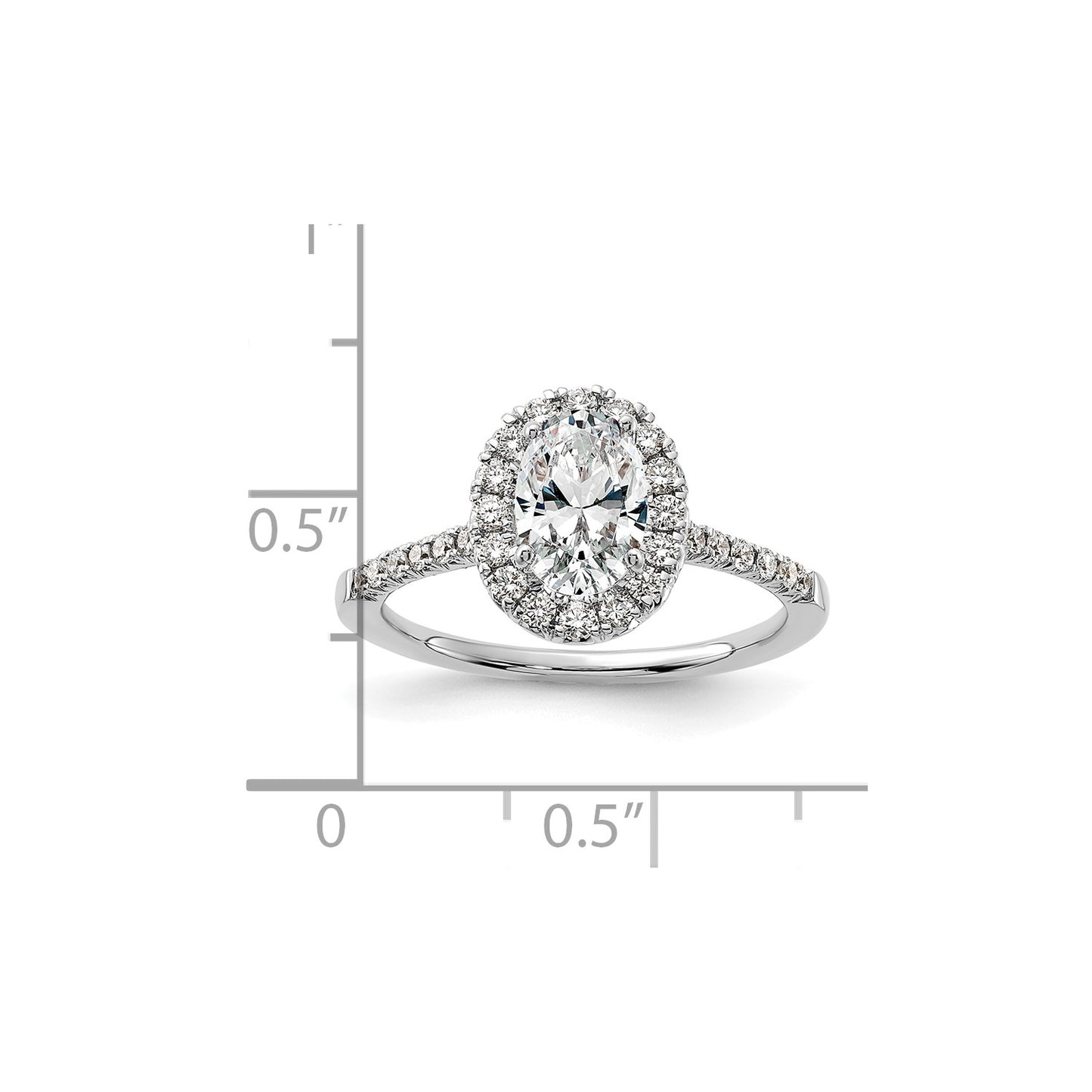 True Origin 14K White Gold 3/8 carat Lab Grown Diamond VS  D E F  Semi Mount Oval Halo Engagement Ring