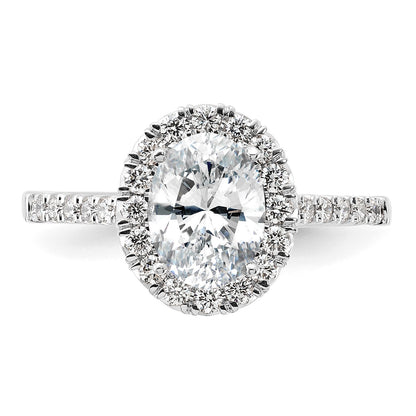 True Origin 14K White Gold 1/2 carat Lab Grown Diamond VS  D E F  Semi Mount Oval Halo Engagement Ring