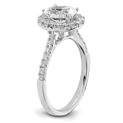 True Origin 14K White Gold 1/2 carat Lab Grown Diamond VS  D E F  Semi Mount Oval Halo Engagement Ring