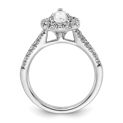 True Origin 14K White Gold 3/8 carat Lab Grown Diamond VS  D E F  Semi Mount Pear Halo Engagement Ring