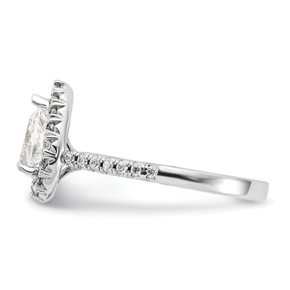 True Origin 14K White Gold 3/8 carat Lab Grown Diamond VS  D E F  Semi Mount Pear Halo Engagement Ring