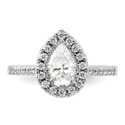 True Origin 14K White Gold 3/8 carat Lab Grown Diamond VS  D E F  Semi Mount Pear Halo Engagement Ring