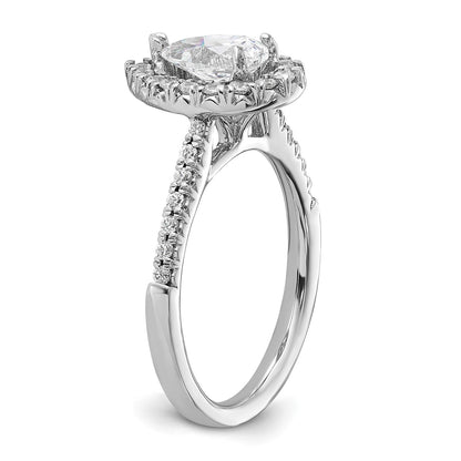 True Origin 14K White Gold 3/8 carat Lab Grown Diamond VS  D E F  Semi Mount Pear Halo Engagement Ring