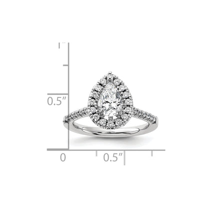 True Origin 14K White Gold 3/8 carat Lab Grown Diamond VS  D E F  Semi Mount Pear Halo Engagement Ring