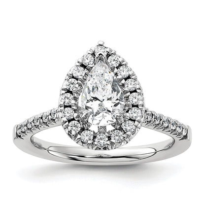 True Origin 14K White Gold 3/8 carat Lab Grown Diamond VS  D E F  Semi Mount Pear Halo Engagement Ring