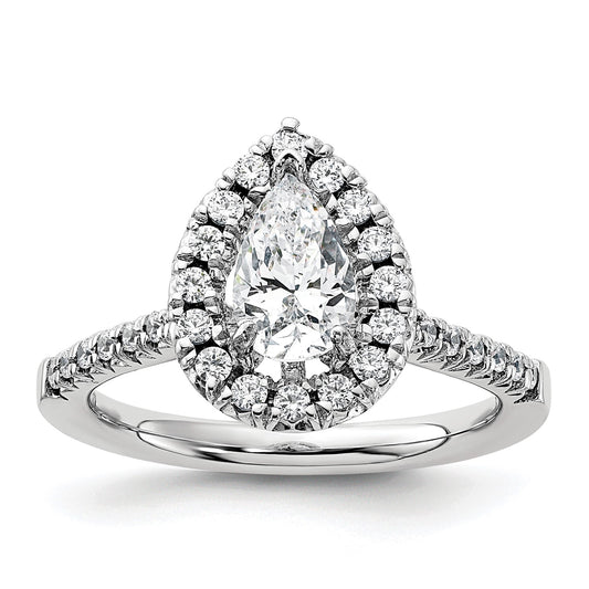 True Origin 14K White Gold 3/8 carat Lab Grown Diamond VS  D E F  Semi Mount Pear Halo Engagement Ring