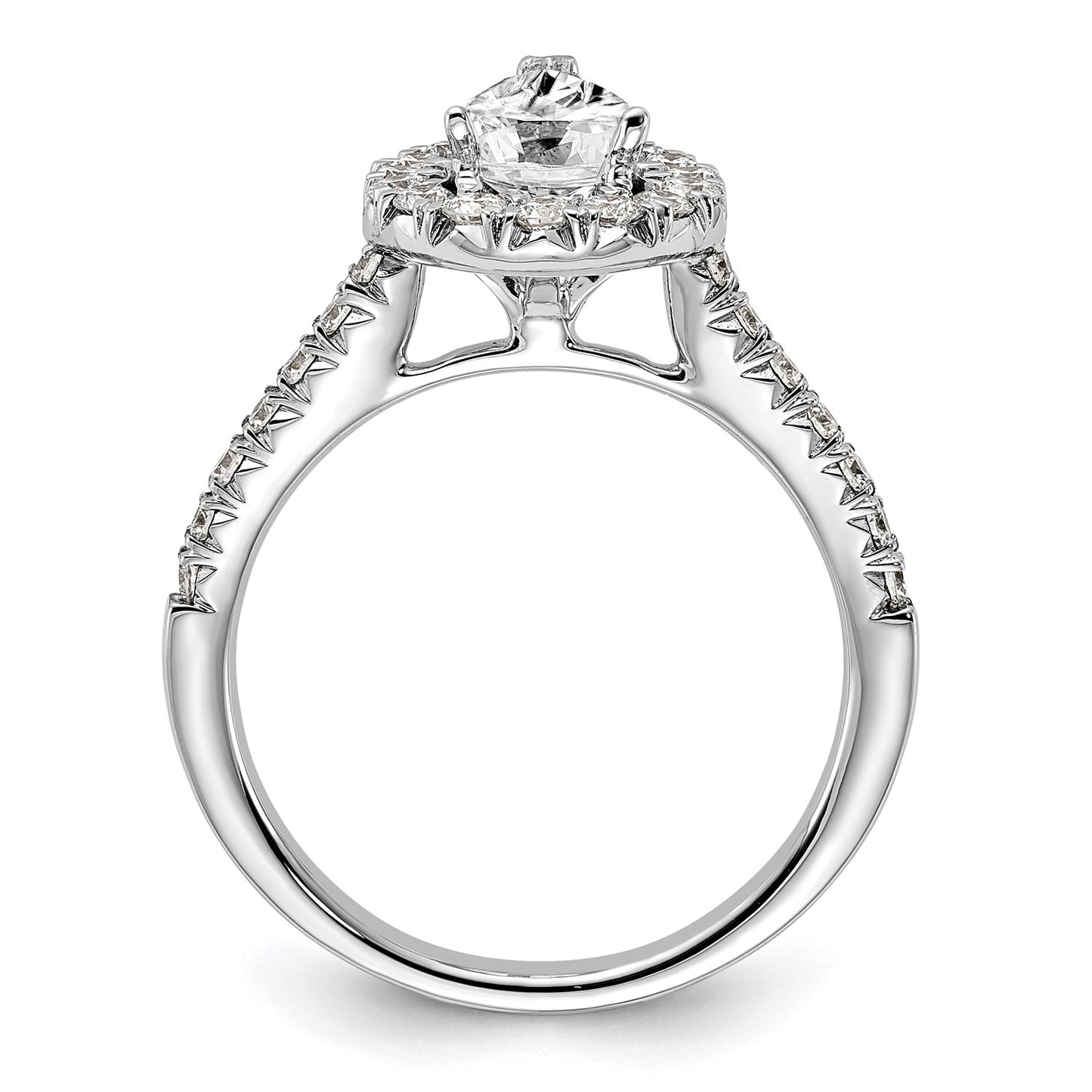 True Origin 14K White Gold 5/8 carat Lab Grown Diamond VS  D E F  Semi Mount Pear Halo Engagement Ring