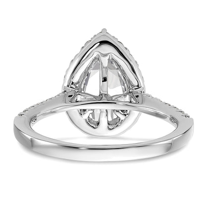 True Origin 14K White Gold 5/8 carat Lab Grown Diamond VS  D E F  Semi Mount Pear Halo Engagement Ring