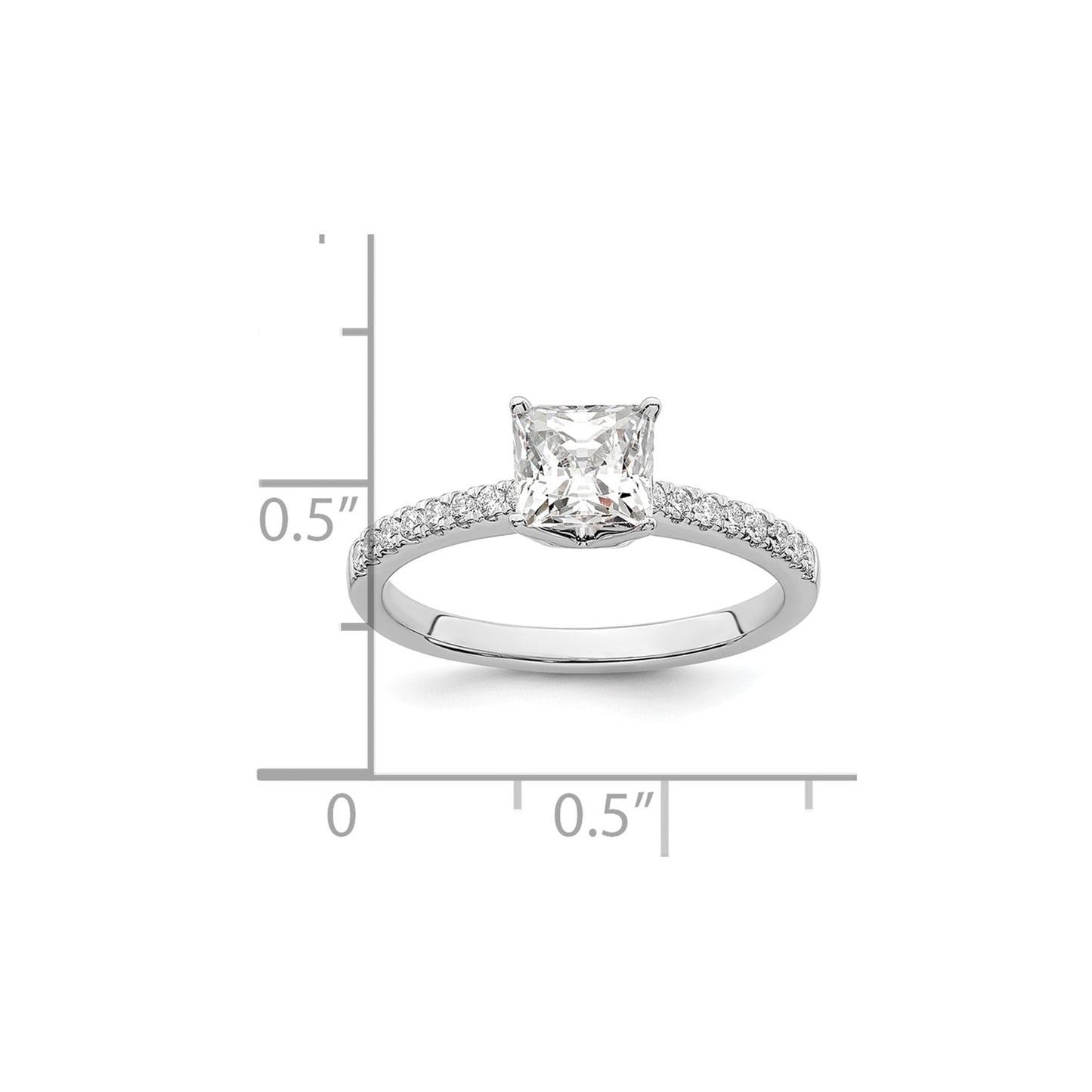 True Origin 14K White Gold 1/6 carat Lab Grown Diamond VS  D E F Semi Mount Princess Engagement Ring