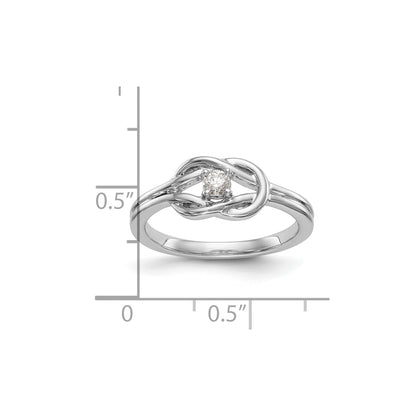 First Promise 14k White Gold Love Knot 1/8 carat Round Diamond Complete Promise/Engagement Ring