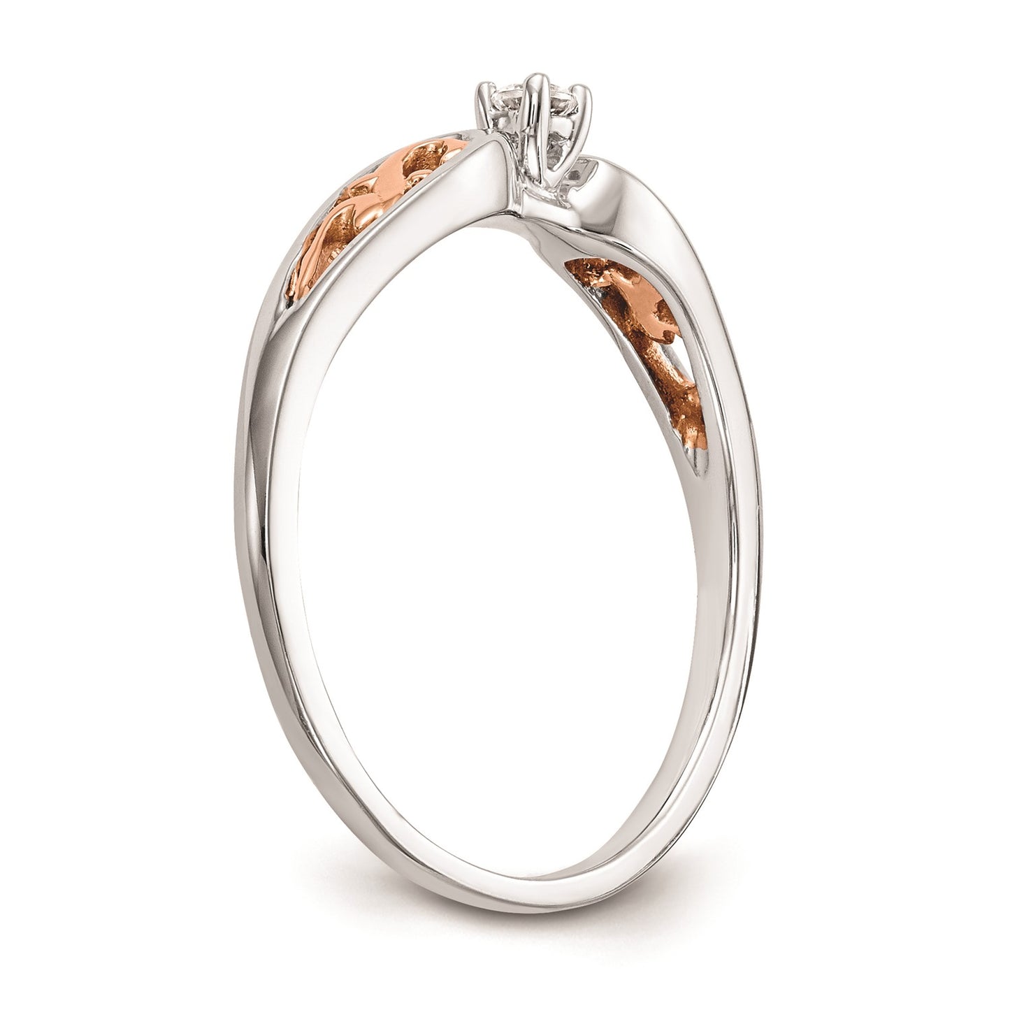 First Promise 14k White and Rose Gold Filigree 1/20 carat Round Diamond Complete Promise/Engagement Ring