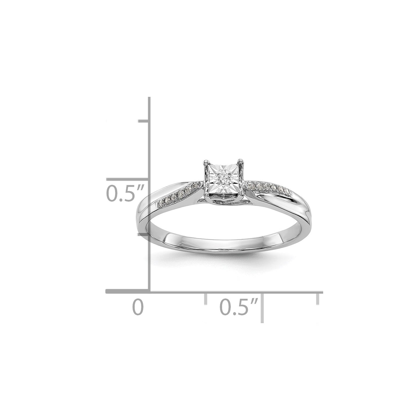 First Promise 14k White Gold Square Illusion 1/20 carat Round Diamond Complete Promise/Engagement Ring