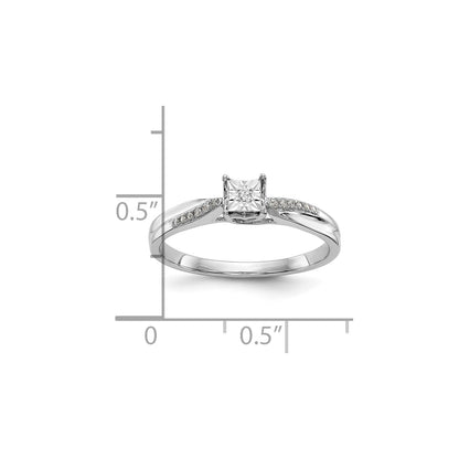 First Promise 14k White Gold Square Illusion 1/20 carat Round Diamond Complete Promise/Engagement Ring