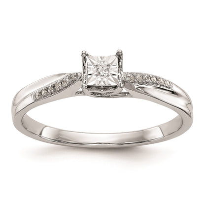 First Promise 14k White Gold Square Illusion 1/20 carat Round Diamond Complete Promise/Engagement Ring