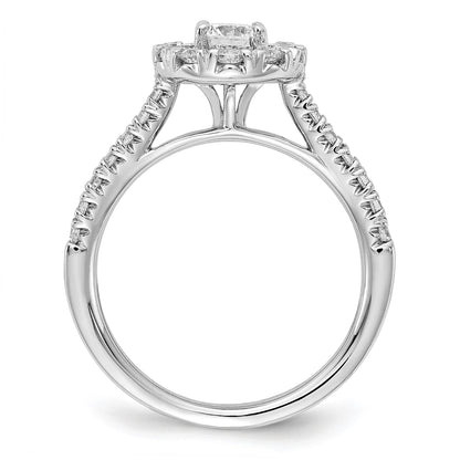 True Origin 14k White Gold 1 carat Lab Grown Diamond VS D E F Complete Fancy Halo Engagement Ring